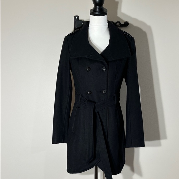 NWOT Black Wool-Blend Pea Coat Sz S - Picture 2 of 15